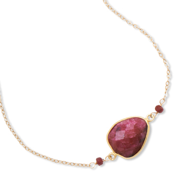 16" + 2" 14/20 Gold Filled Ruby Necklace
