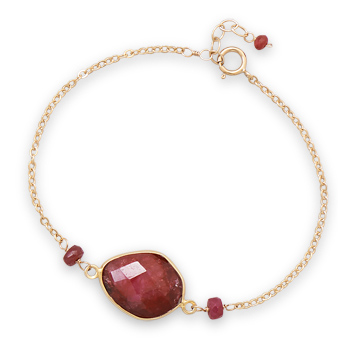 7" + 1" 14/20 Gold Filled Ruby Bracelet