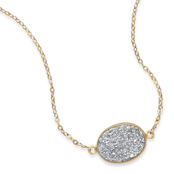 16" + 1" 14/20 Gold Filled Necklace with Silver Druzy