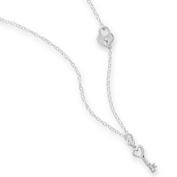 18" Off Center Lock and Key Charm Necklace