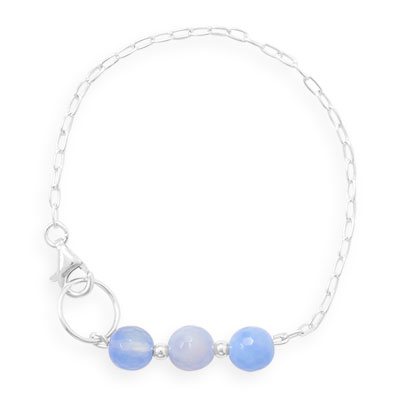 7" Handmade Faceted Blue Quartz Bracelet