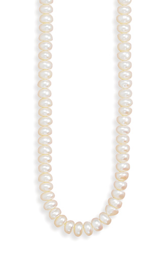 16" 6mm White Cultured Freshwater Button Pearl Necklace