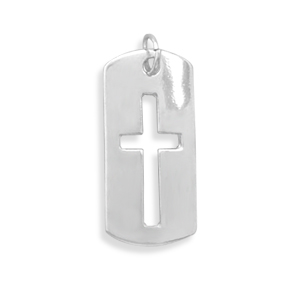 Rectangular Tag with Cut Out Cross Pendant