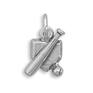 Home Plate with Bat and Ball Charm