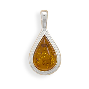 Small Pear Shape Amber Pendant
