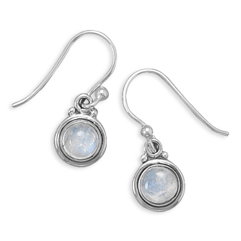 Round Moonstone French Wire Earrings
