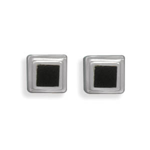 Square Black Onyx Post Earrings