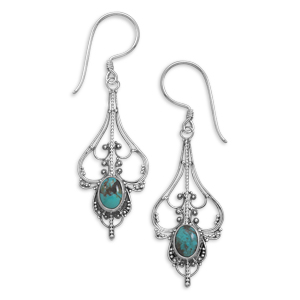 Oval Turquoise Cut Out Design Earrings