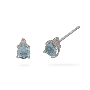 Rhodium Plated Blue Topaz and Clear CZ Earrings