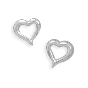 Small Open Heart Post Earrings