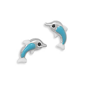 Enamel Dolphin Earrings