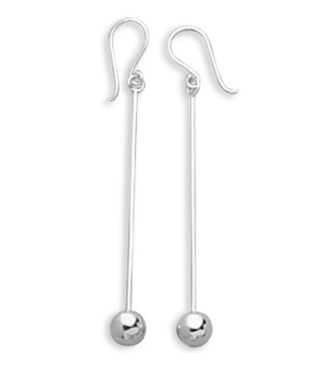 Thin Bar with Bead End Earrings on French Wire