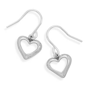 Open Heart Earrings on French Wire