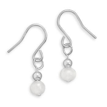White Cultured Freshwater Pearl Earrings on French Wire