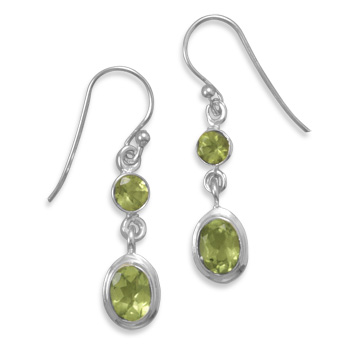 Round & Oval Peridot Polished Earrings on French Wire