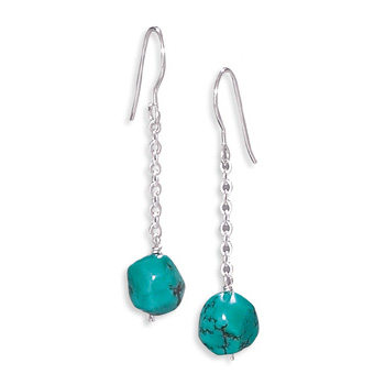 Turquoise Drop Earrings on French Wire
