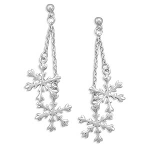 Double Drop Snowflake Post Earrings