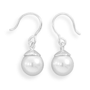 White Simulated Pearl Earrings on French Wire