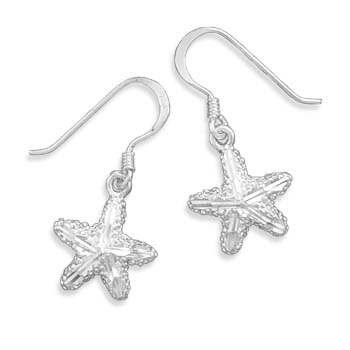 Diamond Cut Starfish Earrings on French Wire