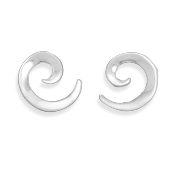 Rhodium Plated Swirl Design Earrings