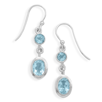 Round and Oval Blue Topaz Earrings on French Wire