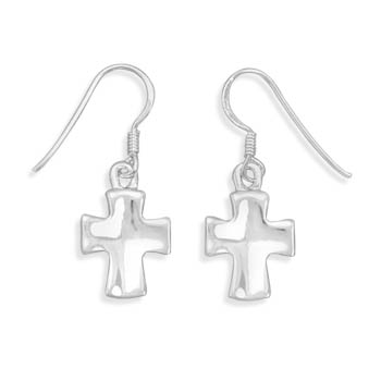 Concave Polished Cross Earrings