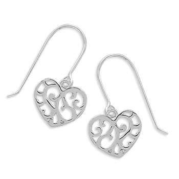 Cut Out Heart French Wire Earrings