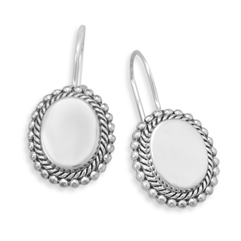 Oval Engravable Earrings with Bead Edge