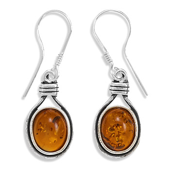 Oxidized Amber Earrings on French Wire