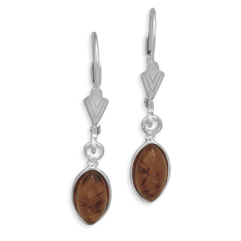 Marquise Cognac Amber Lever Back Earrings