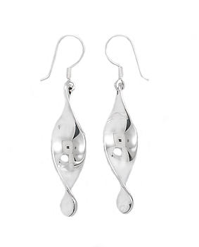 Polished Silver Twist Earrings on French Wire