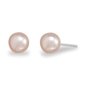 6mm Pink Cultured Freshwater Pearl Post Earrings