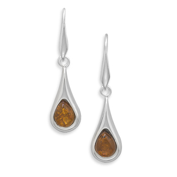 Polished Amber Earrings on Lever