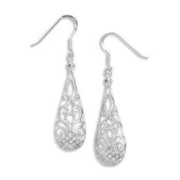 Puffed Filigree Earrings on French Wire