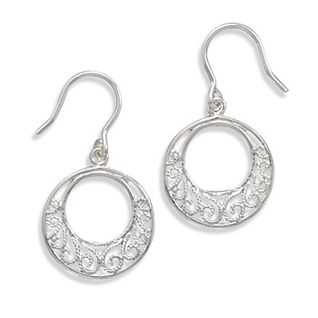 Circle Filigree Design French Wire Earrings