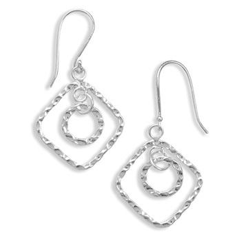 Geometric Hammered French Wire Earrings