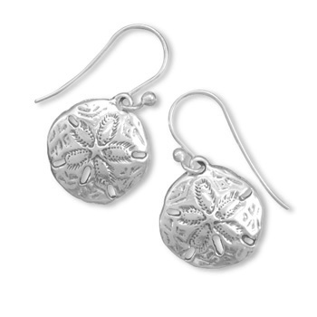 Oxidized Sand Dollar French Wire Earrings