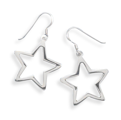 Cut Out Star French Wire Earrings