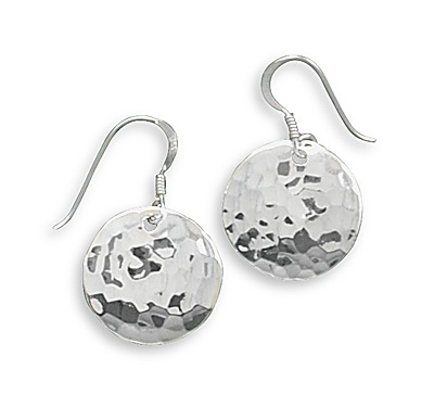 Round Hammered French Wire Earrings