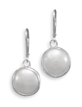 Cultured Freshwater Coin Pearl Lever Earrings