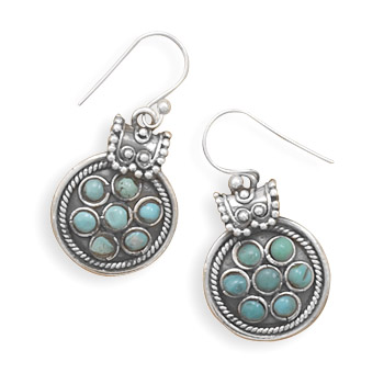 Oxidized Turquoise French Wire Earrings