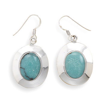 Turquoise French Wire Earrings with Polished Edge