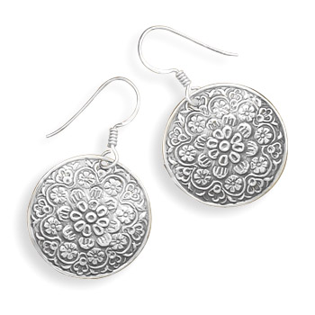 Floral Design French Wire Earrings