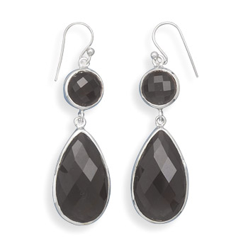 Multishape Faceted Smoky Quartz Drop French Wire Earrings