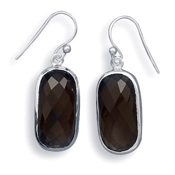 Faceted Smoky Quartz French Wire Earrings