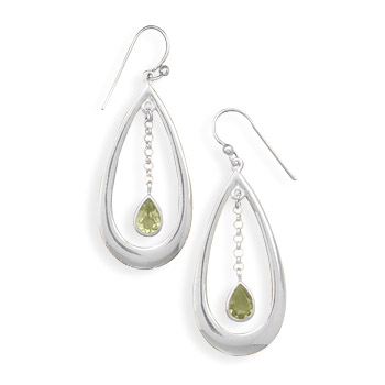 Polished Cut Out Earrings with Peridot Drop