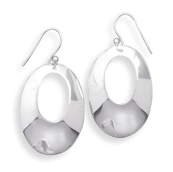 Cut Out Oval Polished French Wire Earrings