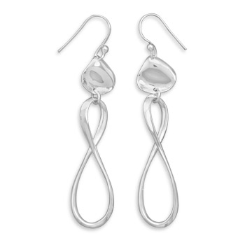 French Wire Earrings with Polished Tag and Infinity Drop