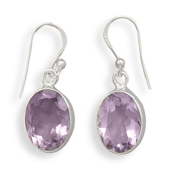 Faceted Amethyst French Wire Earrings