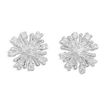 CZ Snowflake Post Earrings